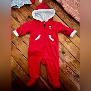 Carter's Festive Red Footed Onesie with Hood